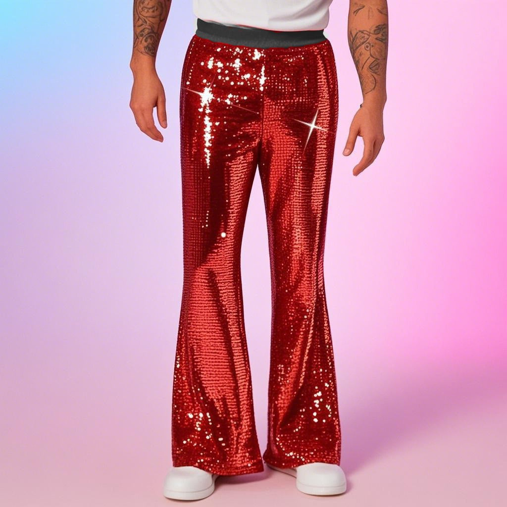 Herren glitzernde Paillettenhose im extravaganten Disco-Stil