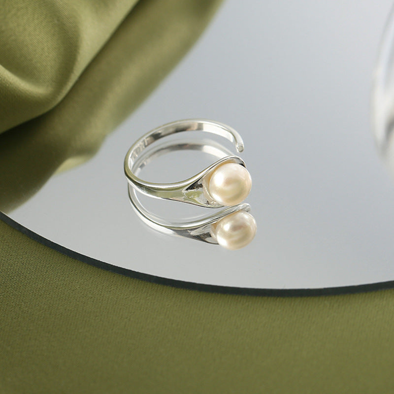 Damen Zierlicher Ring mit Perlenakzenten Shop Nory