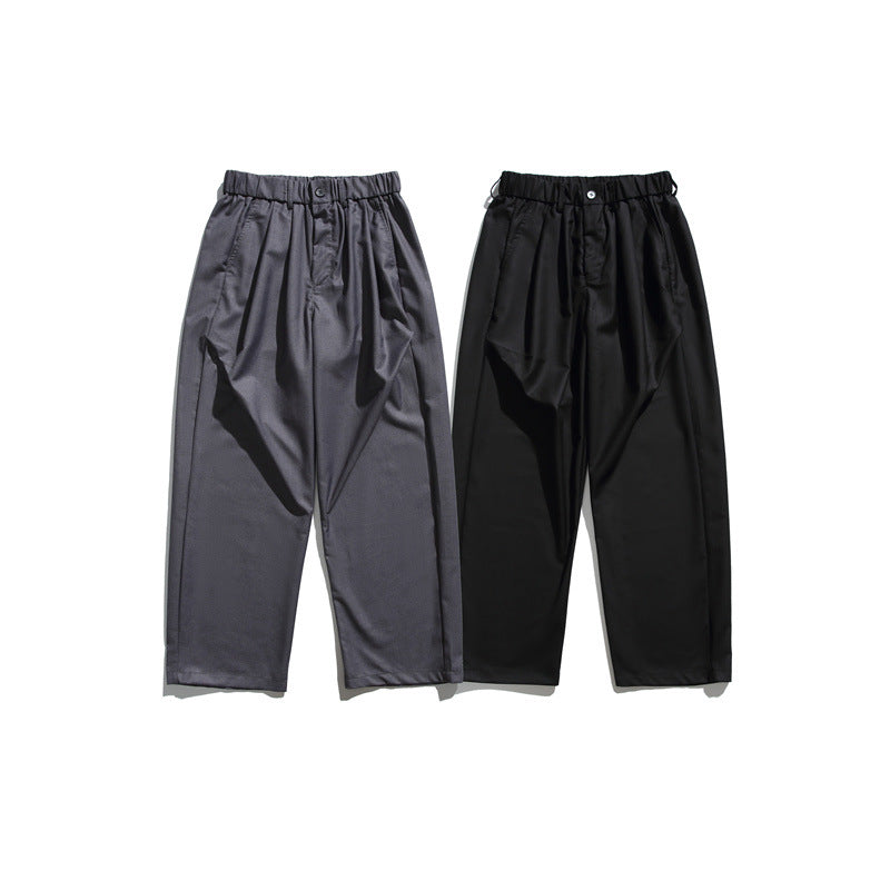 Herren Locker geschnittene Bundfalten-Cropped-Hose mit elastischem Bund und Bügelfalte Shop Nory