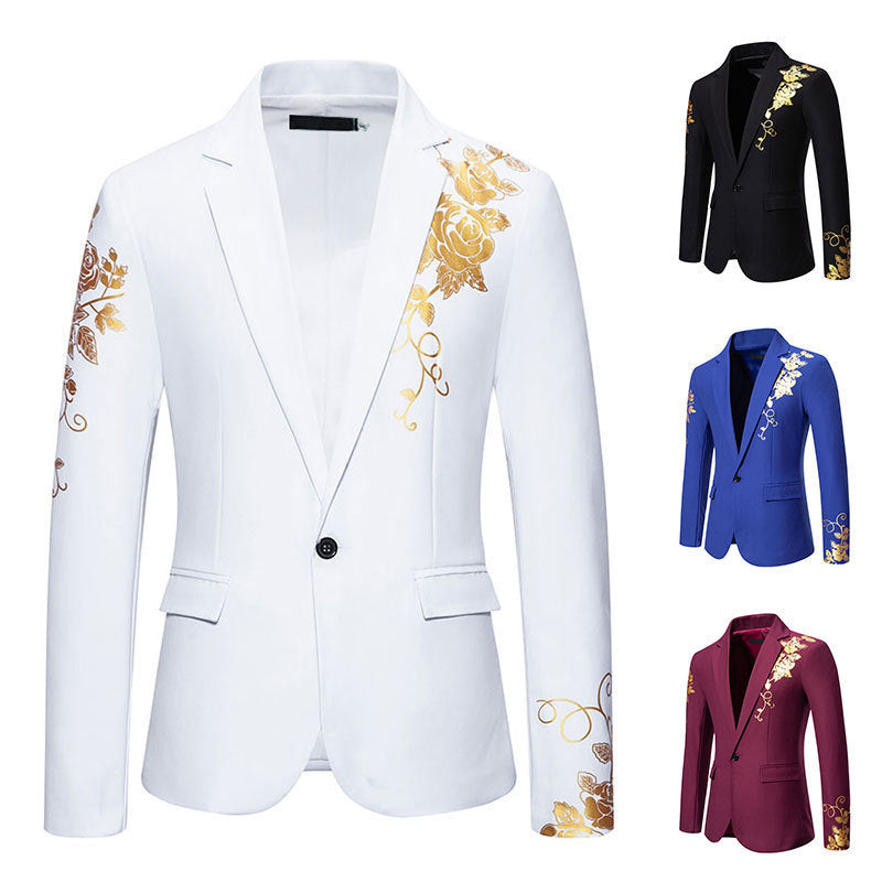 Herren eleganter Blazer mit floralem Stickdesign und feinen Details