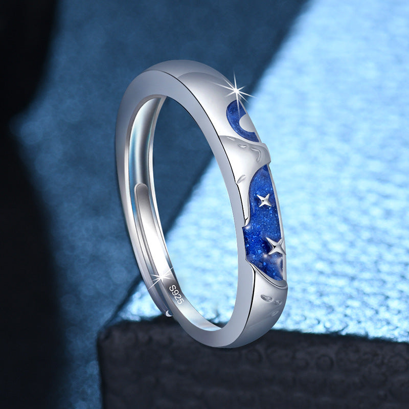 Damenring mit buntem Sterne- und Monddesign aus hochwertigem Edelstahl Shop Nory