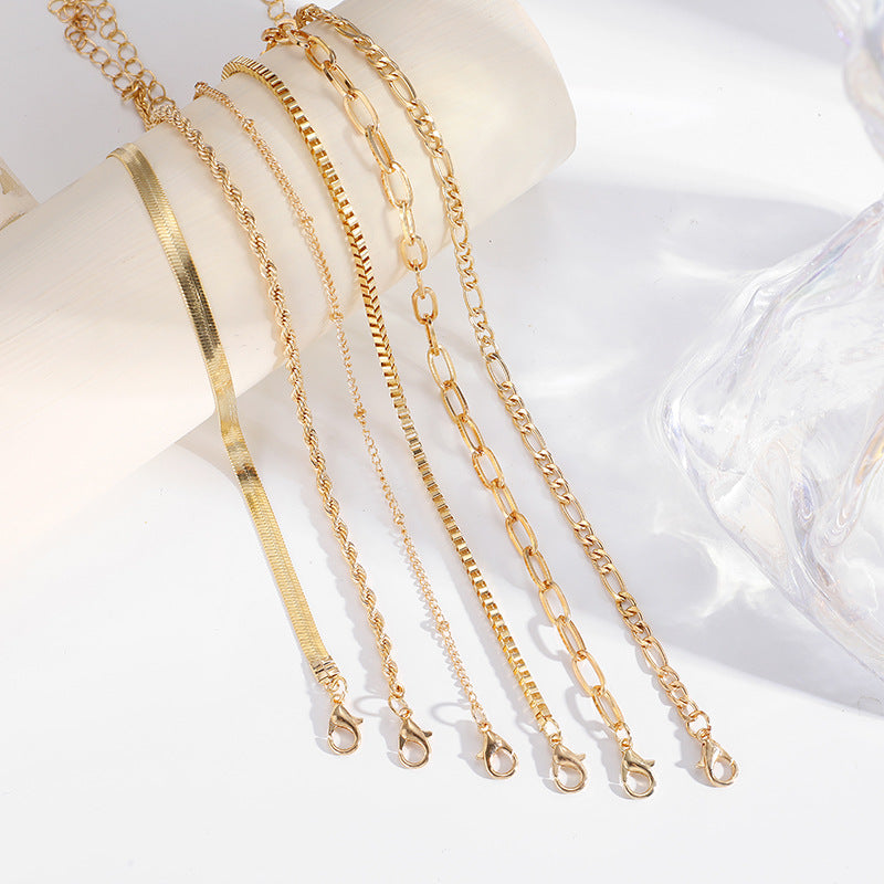 Damen Fußkettchen Set mit eleganten und filigranen Glieder-Motiven Shop Nory