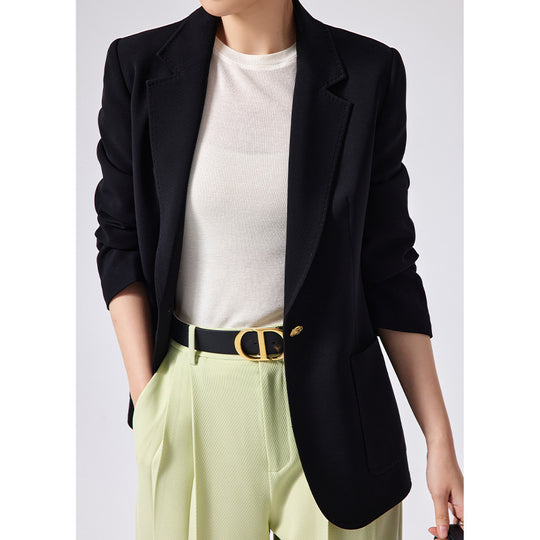 Damen Taillierter Ein-Knopf-Blazer mit aufgesetzten Taschen und schmalem Revers Shop Nory