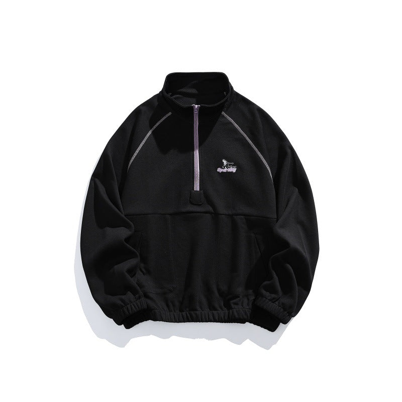 Unisex Oversize-Halbzip-Fleecepullover mit Stehkragen, Raglanärmeln und Kängurutasche Shop Nory