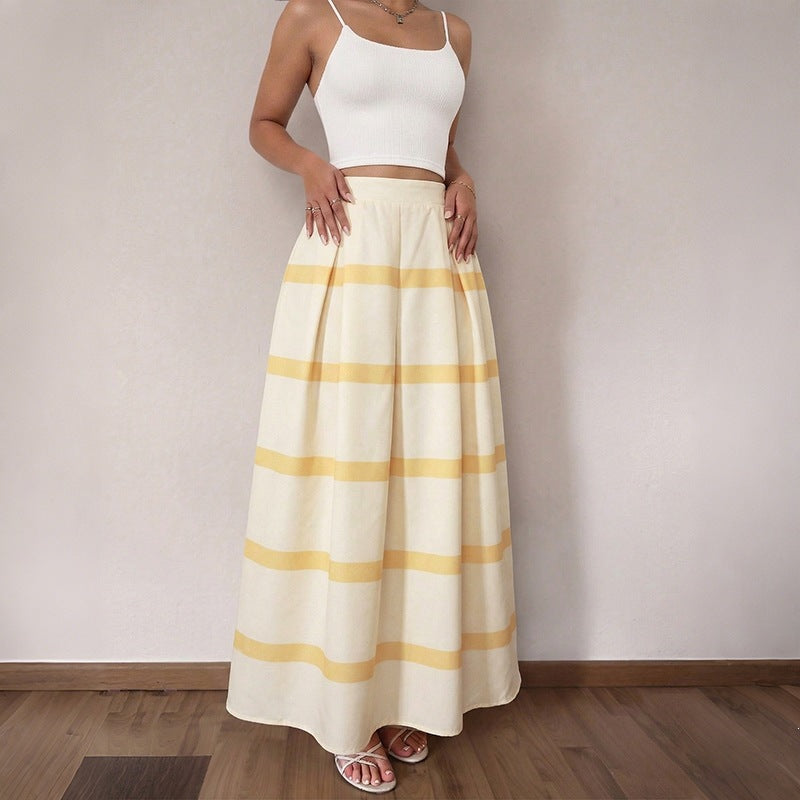 Damen Eleganter Maxirock mit Streifen Shop Nory
