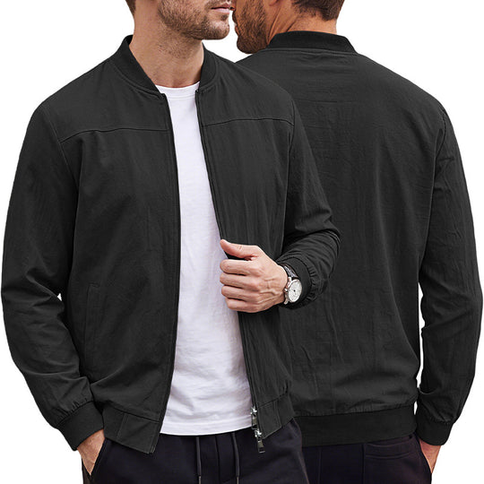 Herren leichte Bomberjacke mit geripptem Bund und durchgehendem Reißverschluss Shop Nory