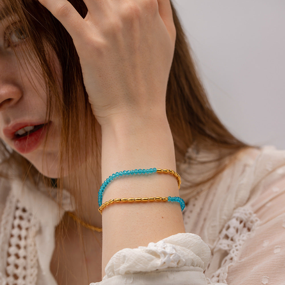 Damen Halskette mit bunten Kristallen und elegantem Edelstahl-Design Shop Nory