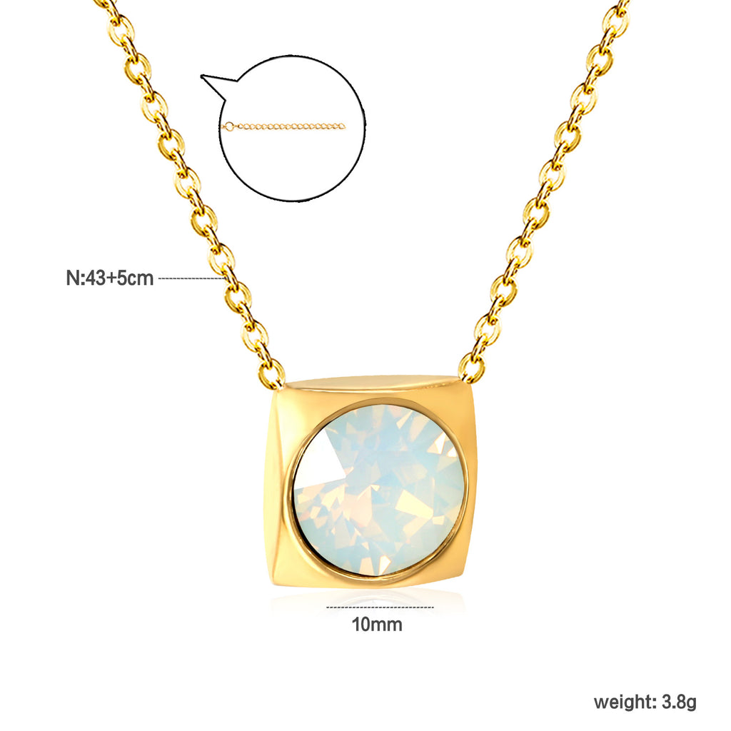 Damen Halskette mit quadratischem Kristallanhänger aus hochwertigem Edelstahl Shop Nory