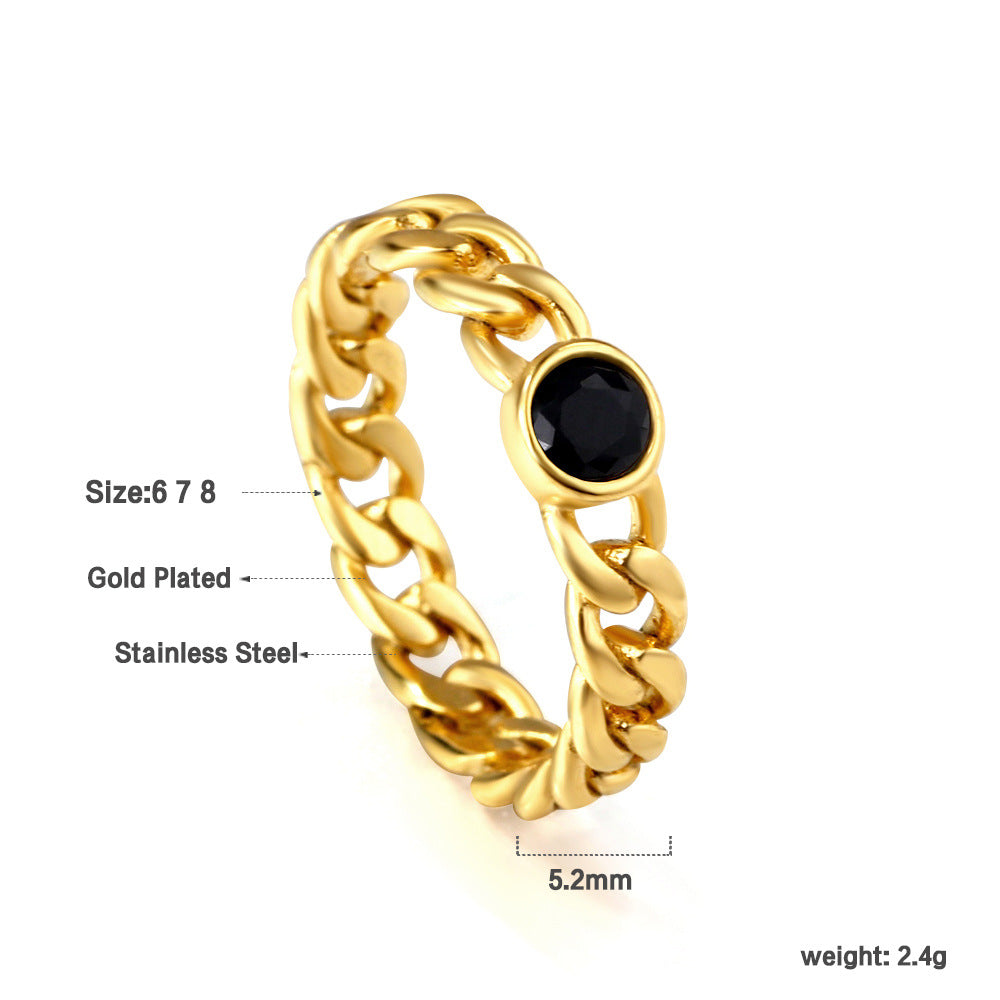 Damen Zierlicher Ring mit funkelndem Zirkonia und hochwertiger goldplattierter Edelstahl-Oberfläche Shop Nory