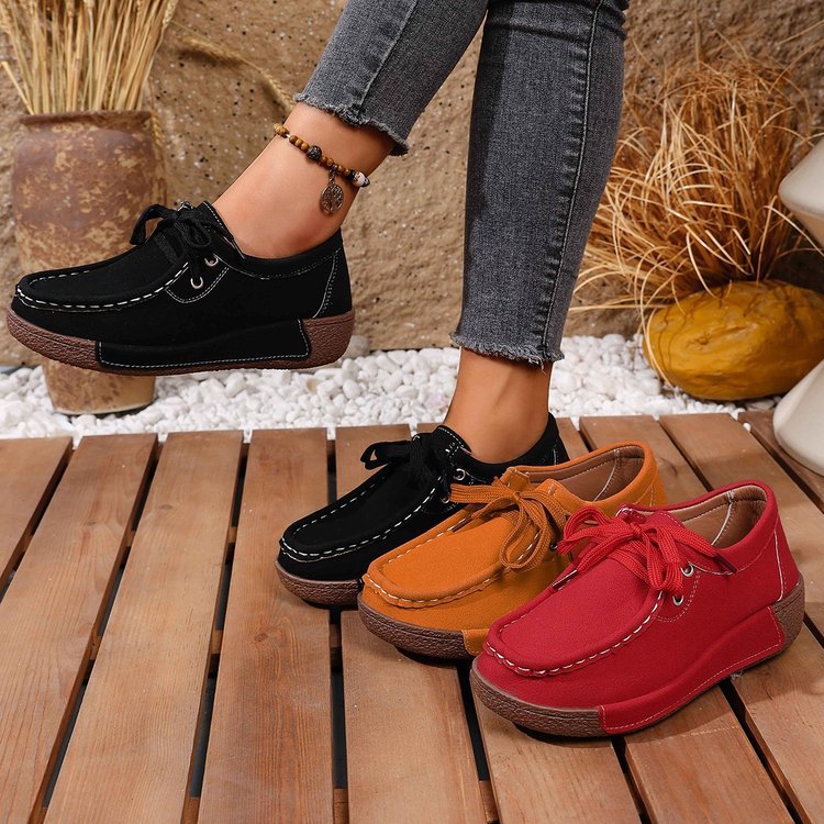 Damen Mokassins mit modischem Schnürdesign und rutschfester Sohle Shopnory