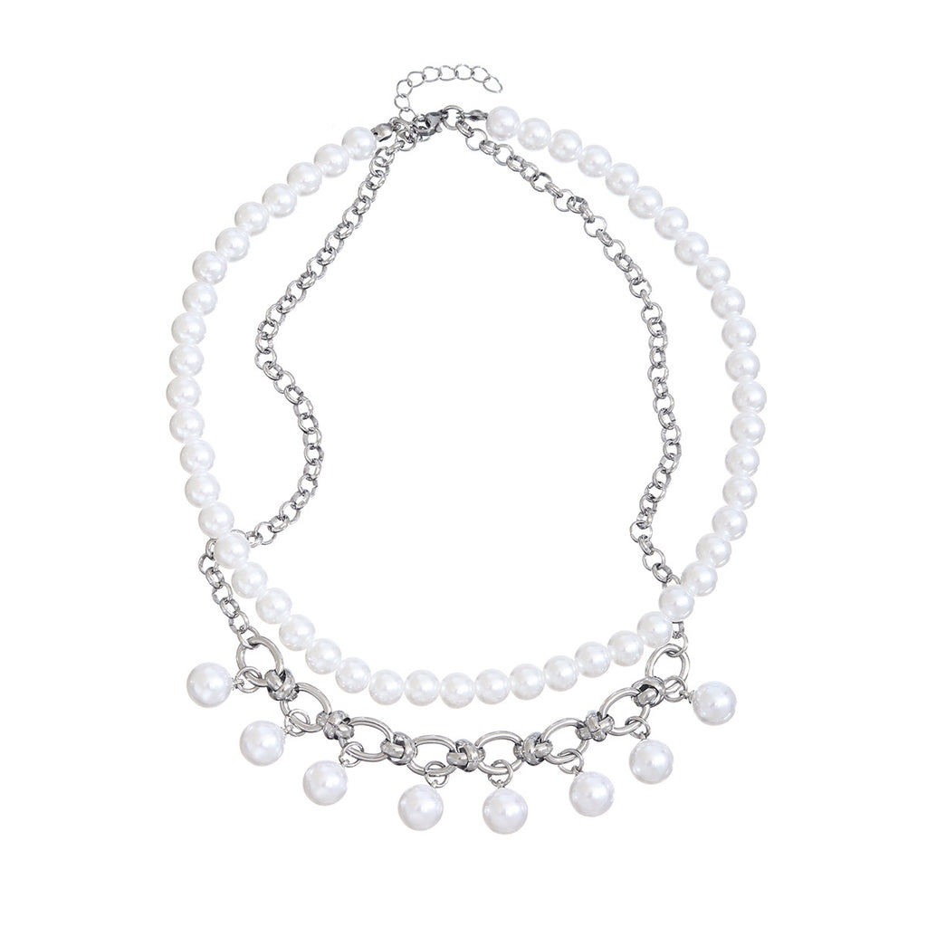 Damen Statement-Halskette mit Perlen und Ketten Shop Nory