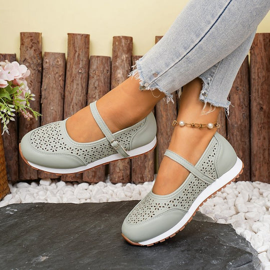 Damen Atmungsaktive Ballerinas mit dekorativer Perforation