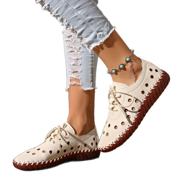 Damen Freizeit-Schnürschuhe mit atmungsaktiver Loch-Detailgestaltung
