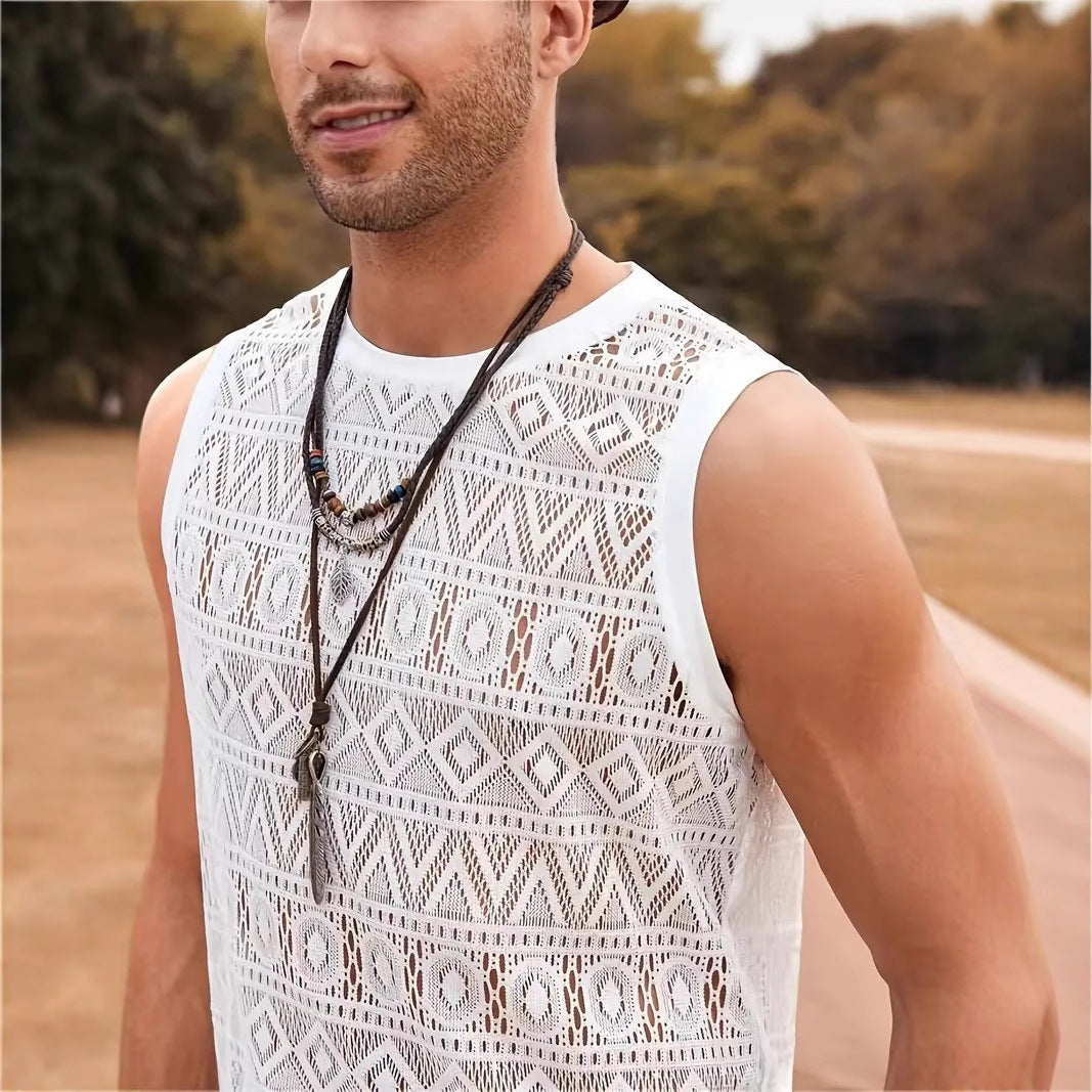 Herren Ärmelloses Netzshirt mit strukturiertem Design