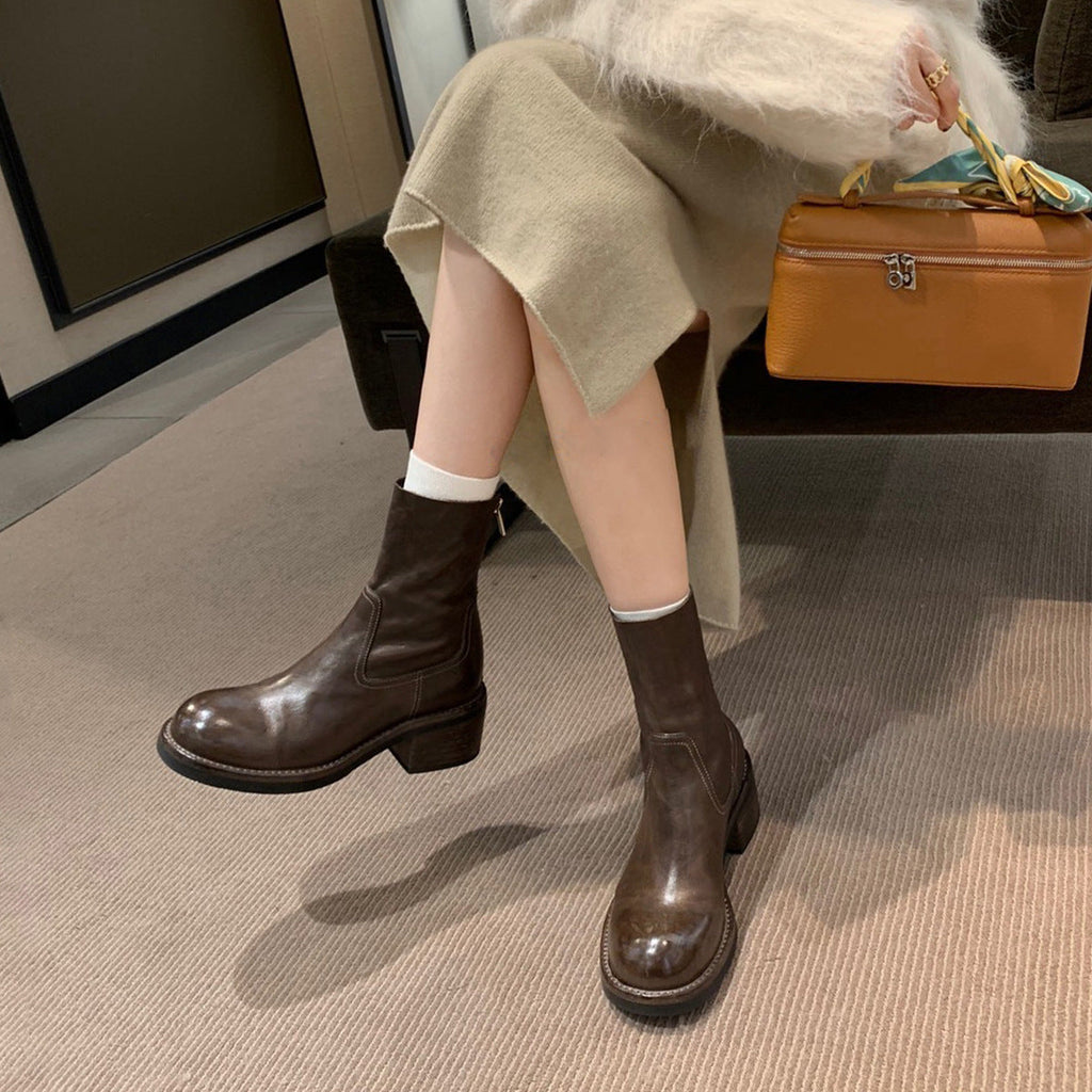 Damen modische Ankle Boots mit einzigartigem Reißverschluss und elegantem Schnitt