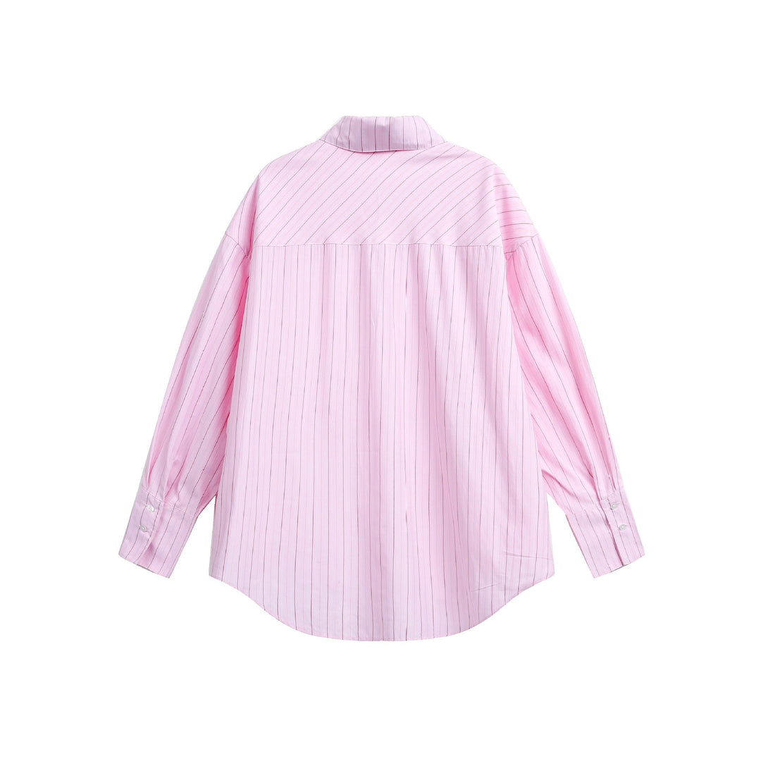 Damen Oversize-Hemdbluse mit feiner Nadelstreifenstruktur und abgerundetem Saum Shop Nory