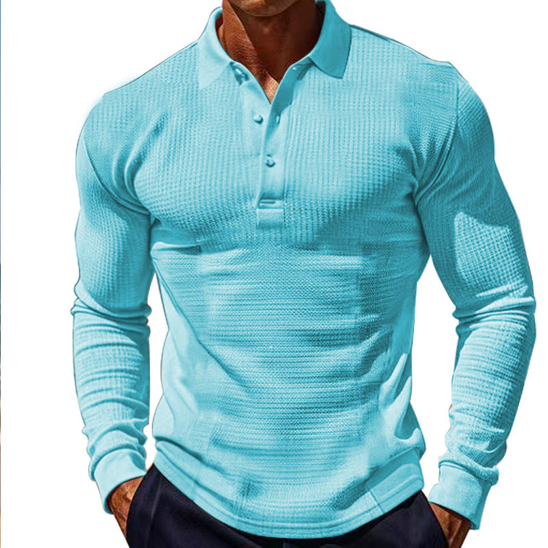 Herren Langarm-Henley-Shirt aus atmungsaktivem Strukturmaterial mit dekorativen Knöpfen