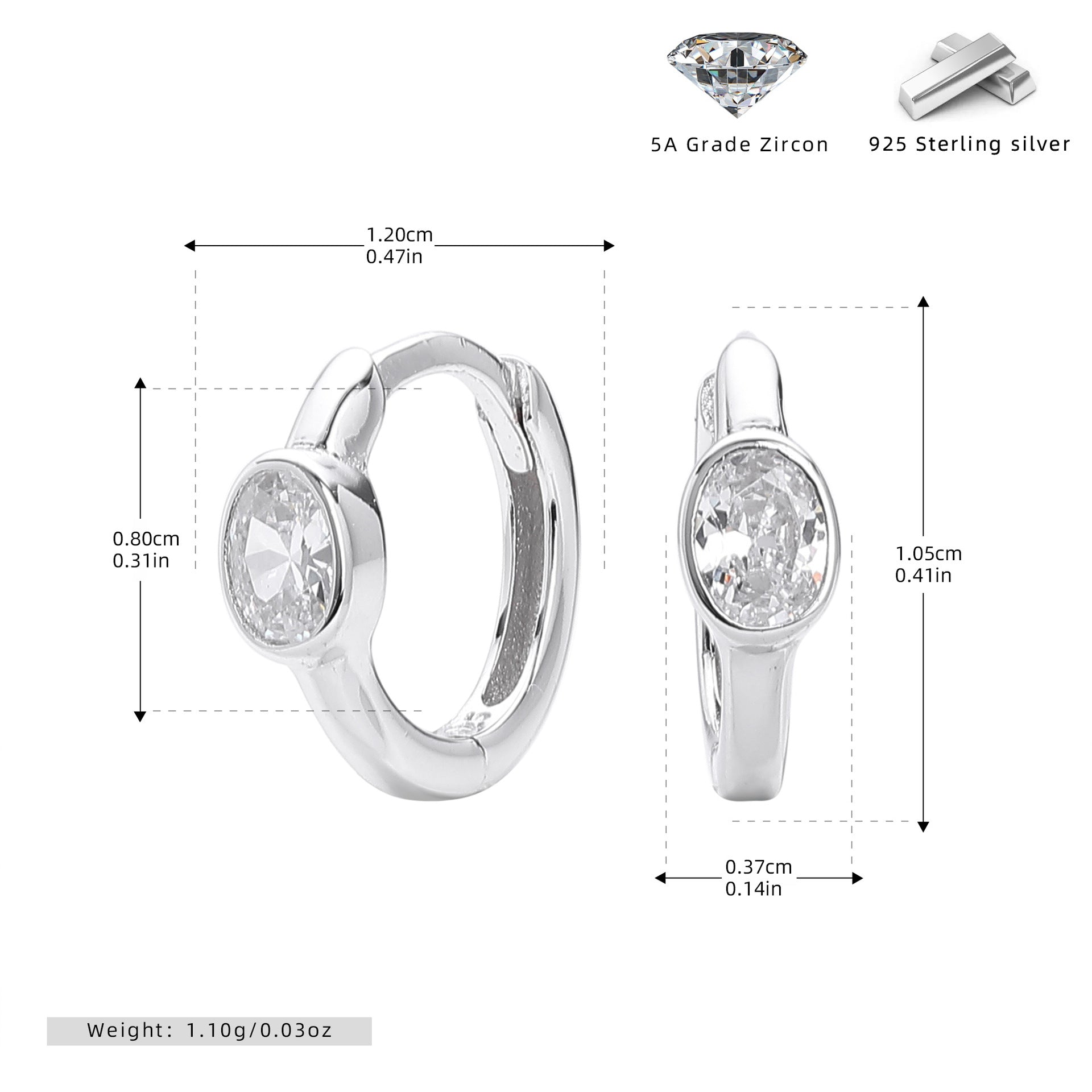Damen Ohrstecker aus 925er Sterlingsilber mit funkelndem Zirkonbesatz Shop Nory