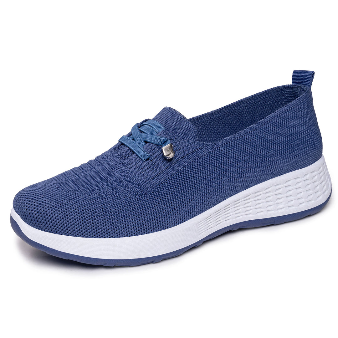 Damen nan leichter gestrickter Slip-On Freizeitschuh mit elastischem Einstieg, dekorativer Zier-Schnürung und dämpfender Leichtprofilsohle Shop Nory