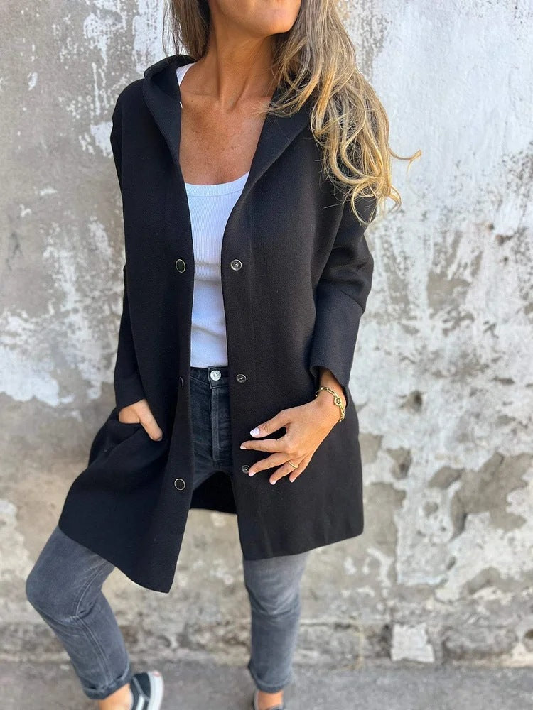 Einfarbige Mid Length Strickjacke