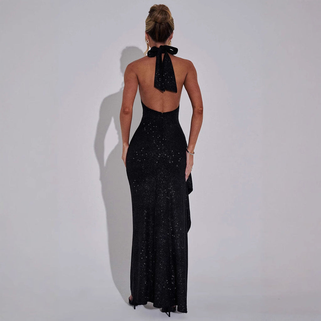 Damen Elegantes Abendkleid mit hohem Schlitz und Glitzerdetails