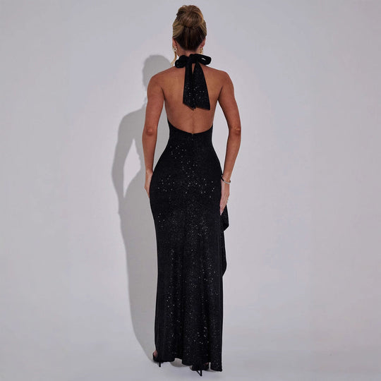 Damen Elegantes Abendkleid mit hohem Schlitz und Glitzerdetails