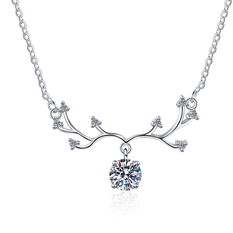Damen filigrane Halskette mit elegantem Astdesign und funkelndem Kristallanhänger Shop Nory