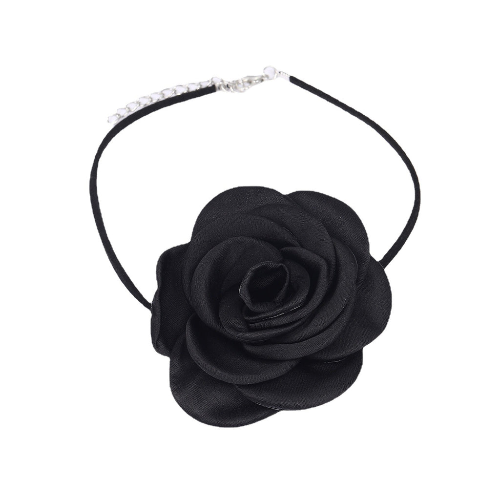 Damen Choker-Halskette mit floraler Verzierung aus feinem Textil Shop Nory