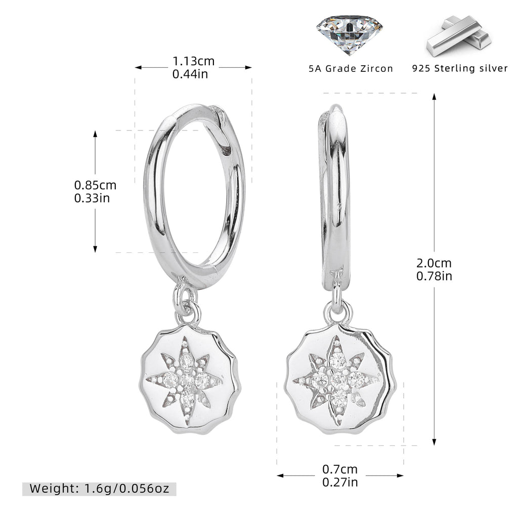 Damen Ohrhänger mit funkelndem Zirkon-Sternanhänger aus 925 Sterling Silber Shop Nory