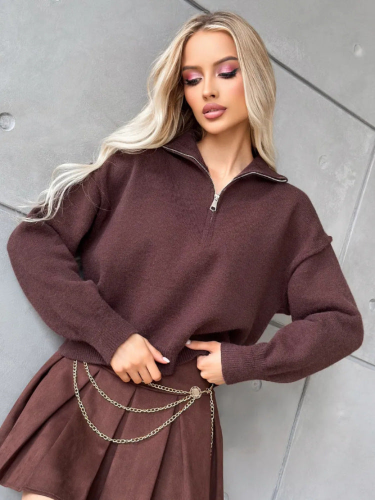 Damen Modischer Pullover mit praktischem Halbreißverschluss Shop Nory