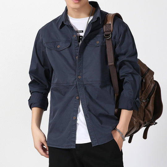 Herren leichte Canvas-Hemdjacke im Overshirt-Stil mit Brustpattentaschen und Knopfverschluss Shop Nory
