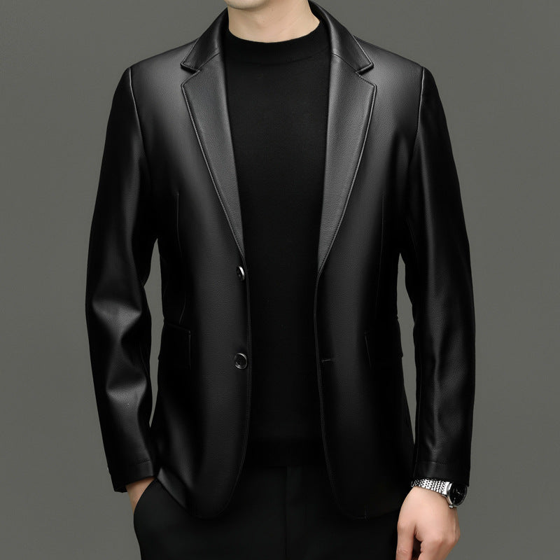Herren Schlankes Sakko aus Kunstleder mit dezentem Revers und Ein-Knopf-Verschluss Shop Nory