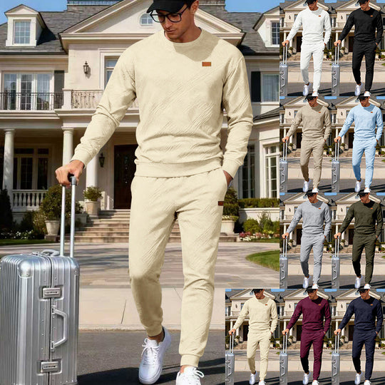 Herren Feinstrukturiertes Lounge-Set mit Rundhals-Pullover & schmaler Jogginghose Shop Nory
