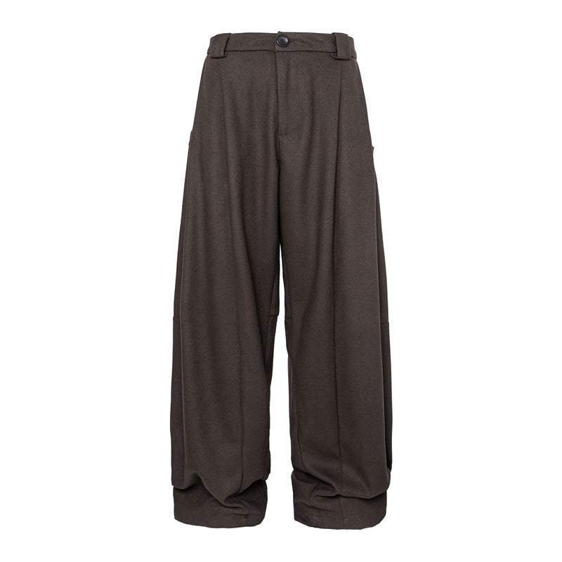 Damen Weite Bundfalten-Hose im Palazzo-Stil mit hoher Taille und Umschlagbund Shop Nory