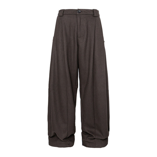 Damen Weite Bundfalten-Hose im Palazzo-Stil mit hoher Taille und Umschlagbund Shop Nory