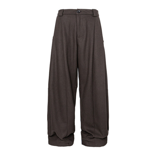Damen Weite Bundfalten-Hose im Palazzo-Stil mit hoher Taille und Umschlagbund Shop Nory