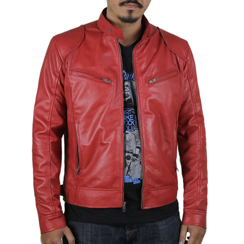 Herren Bikerjacke mit Stehkragen und Reißverschlusstaschen