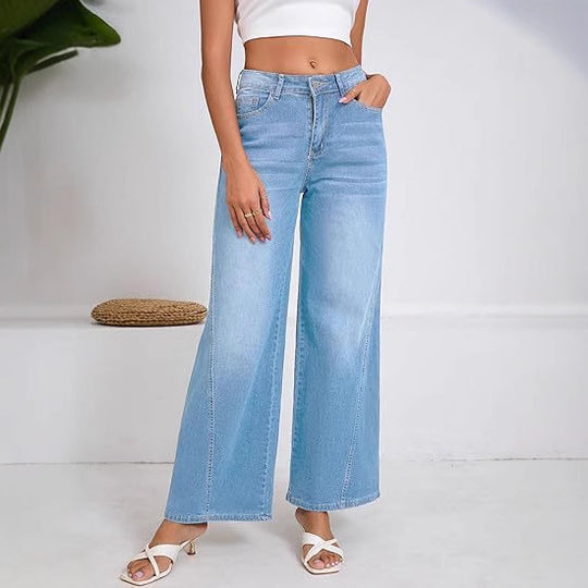 Damen Hochtaillierte Palazzohose aus Denim mit weitem Bein Shop Nory