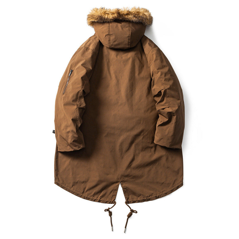 Herren Wattierter Parka im Fischschwanz‑Cut mit abnehmbarer Kunstfellkapuze und Thermofutter Shop Nory