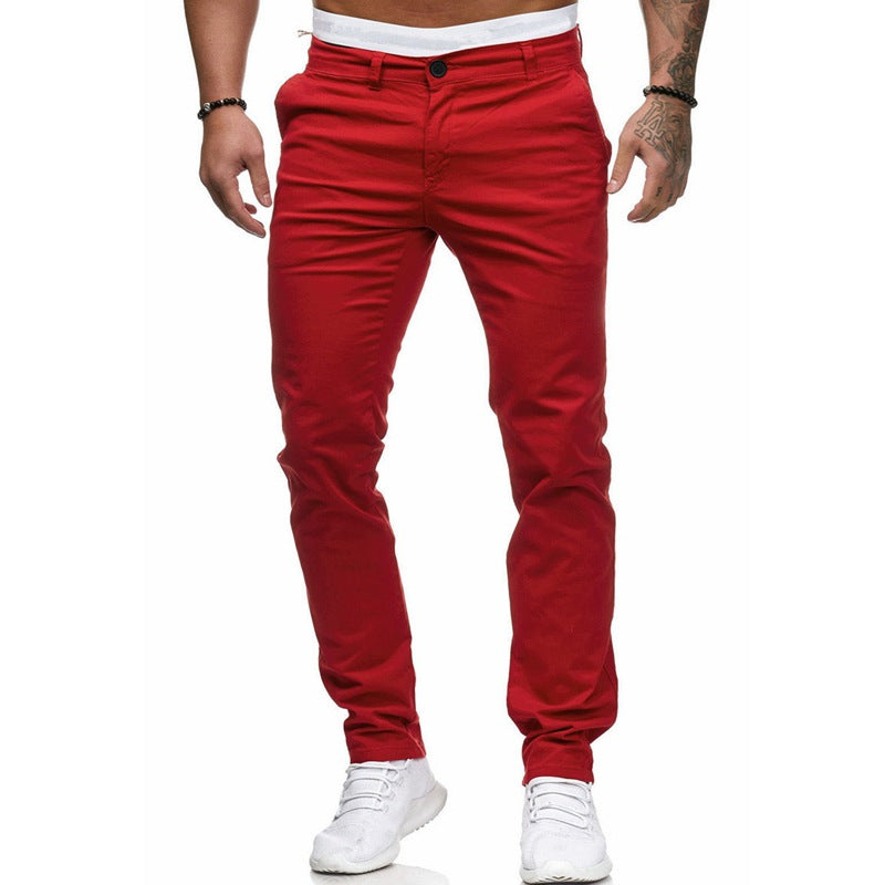 Herren Slim-Fit Chinohosen mit elastischem Bund und praktischen Taschen