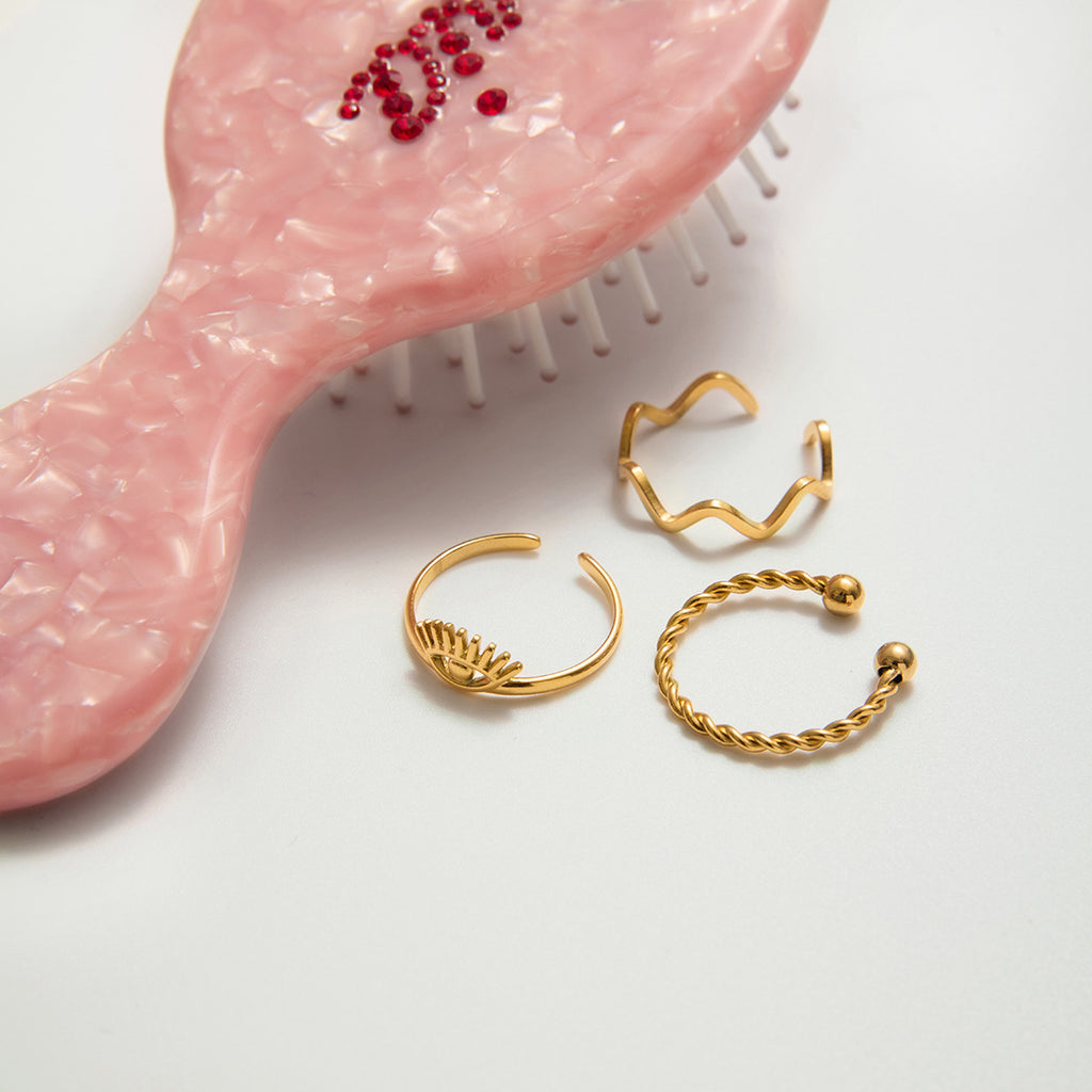 Damen Offenes Ring-Set aus hypoallergenem Edelstahl mit einzigartigem Design Shop Nory