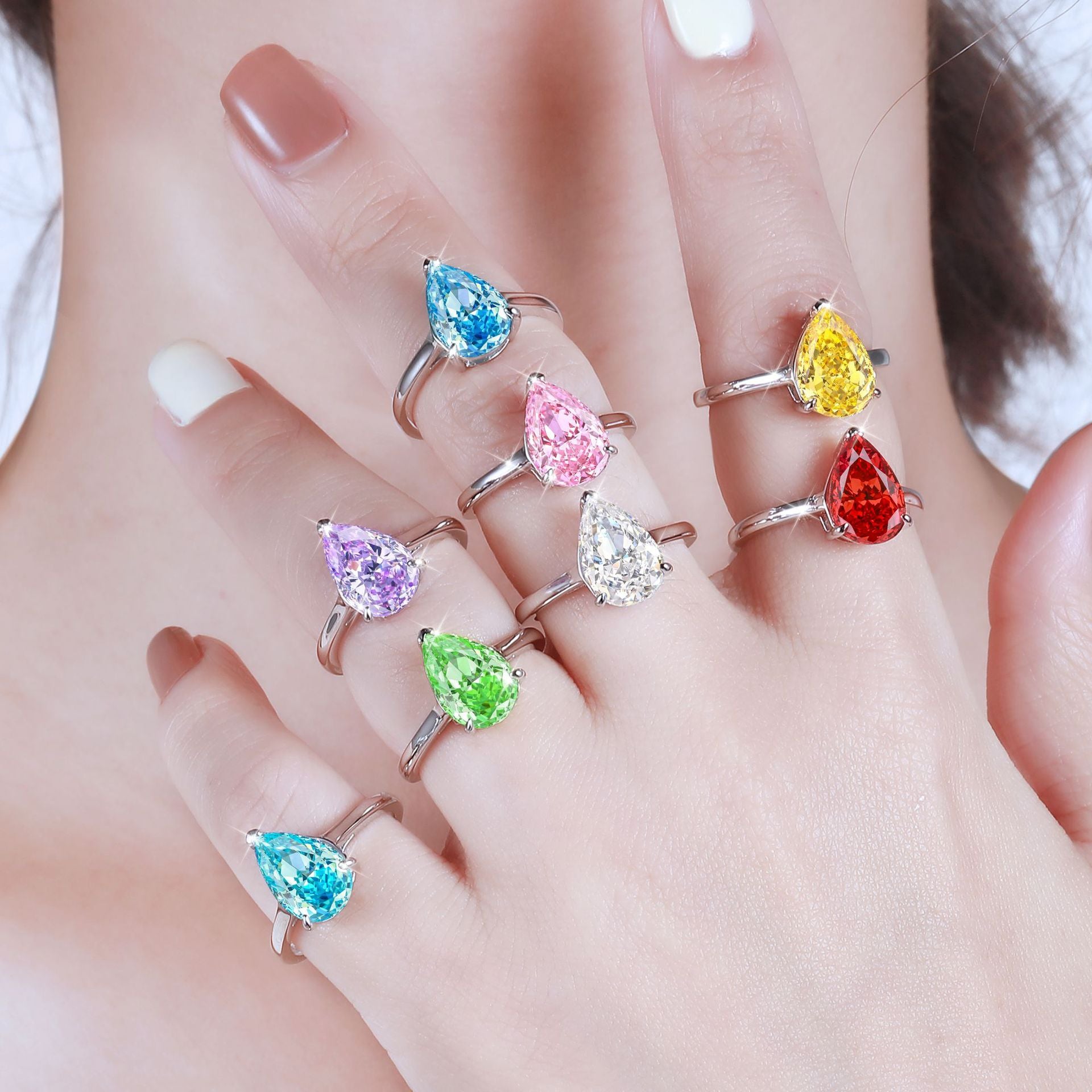 Damen extravagant gestalteter Ring mit tropfenförmigem Edelstein Shop Nory
