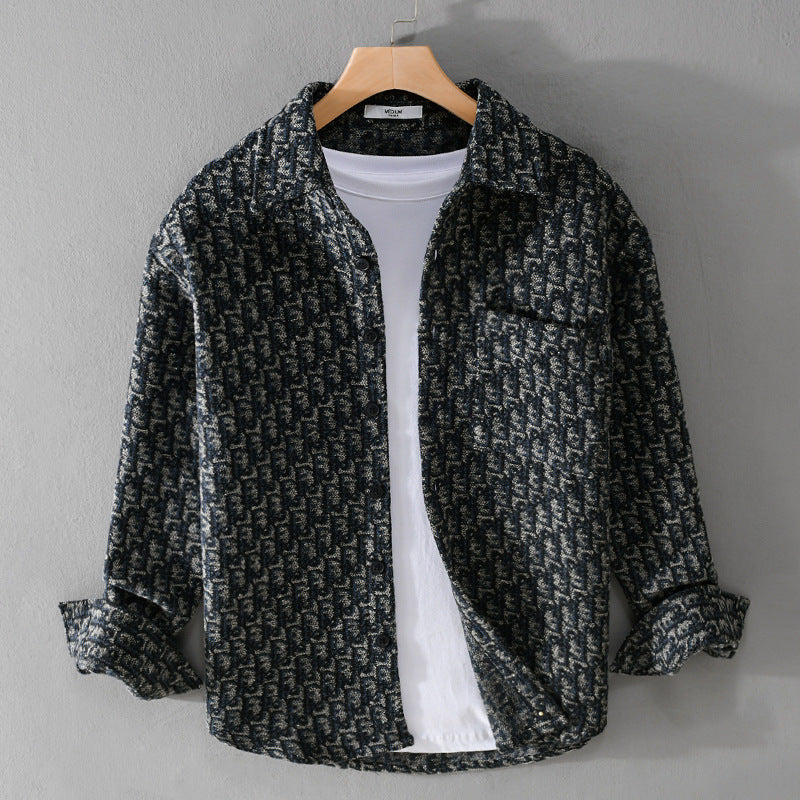 Herren Strukturiertes Jacquard-Overshirt mit Brusttasche und Relaxed Fit Shop Nory