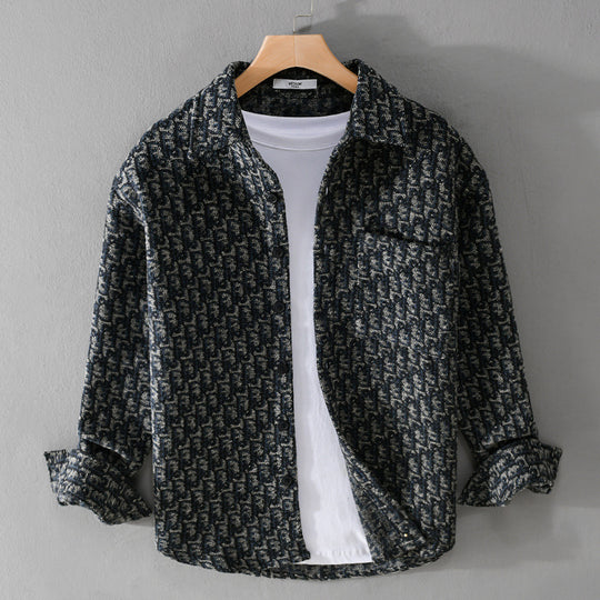 Herren Strukturiertes Jacquard-Overshirt mit Brusttasche und Relaxed Fit Shop Nory