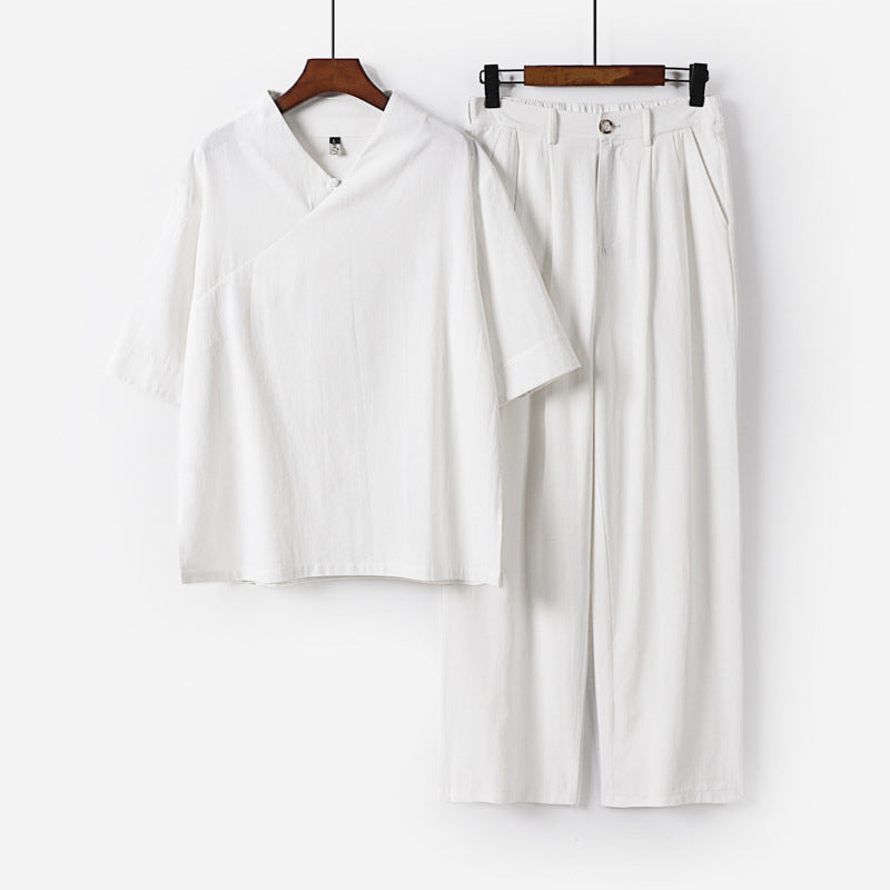 Unisex Locker sitzendes Lounge-Set im Kimono-Stil mit halblangem Arm und elastischer Bundhose Shop Nory