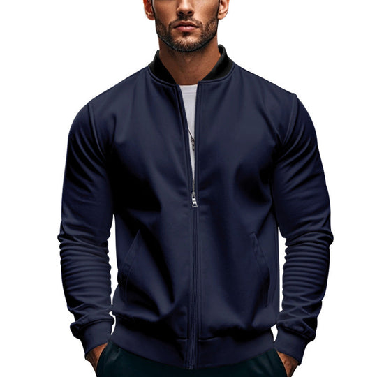 Herren elegante Bomberjacke mit stehendem Kragen und Reißverschluss