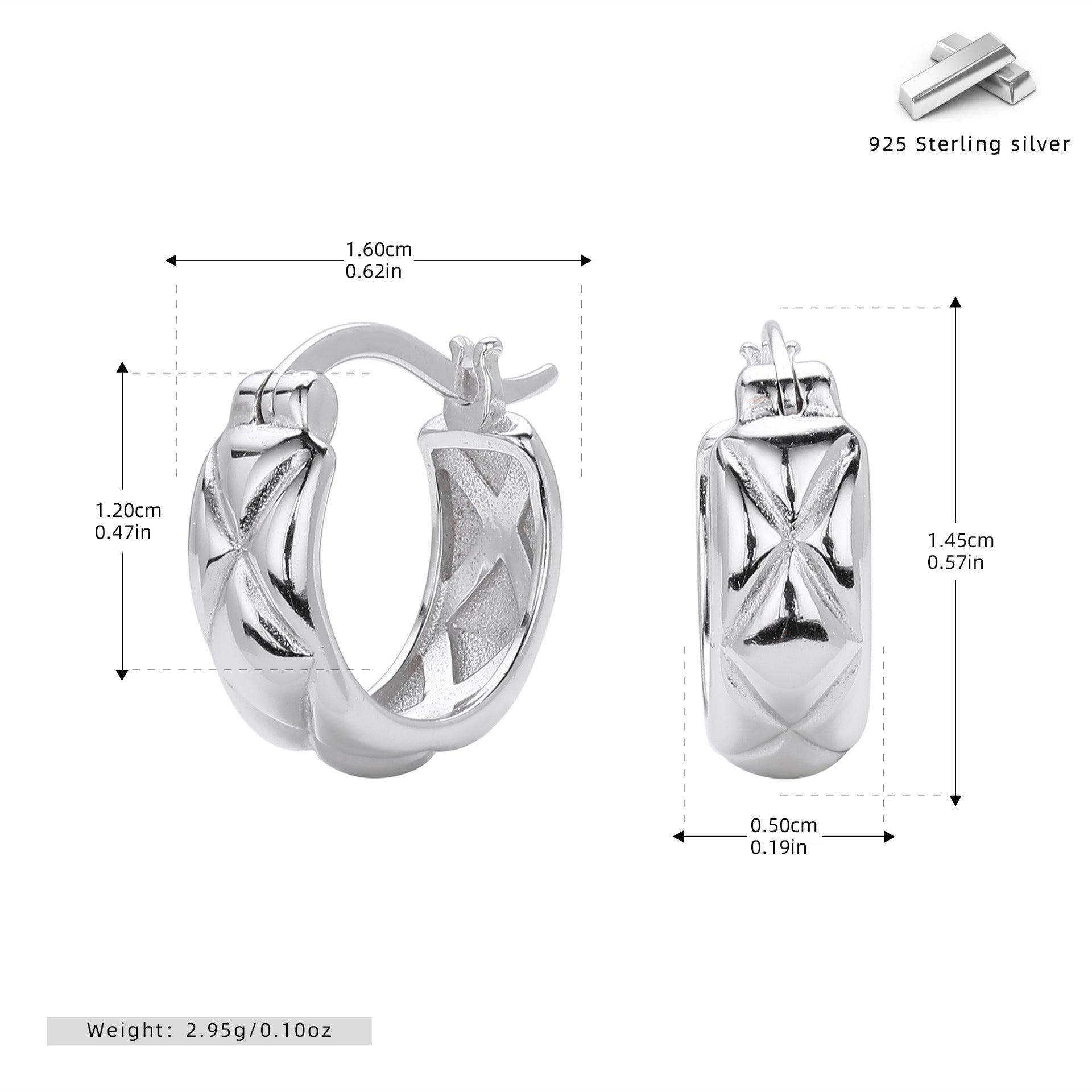 Damen Kreolen mit modernem, geschwungenem Design aus hochwertigem 925 Sterling Silber Shop Nory