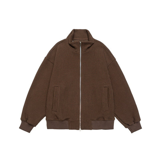 Unisex Grobstrick Boxy-Zipjacke mit Stehkragen und Rippbündchen Shop Nory