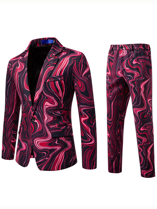 Herren Zweiteiliges Statement-Sakko und Anzughose mit psychedelischem Swirl-Print Shop Nory