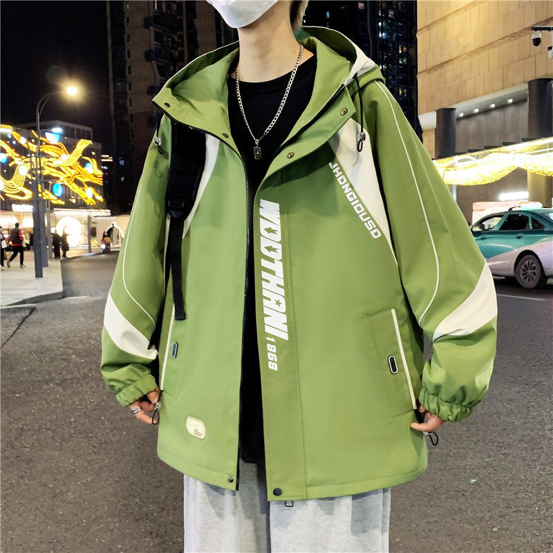 Herren Oversize-Windbreaker mit Kapuze, sportlichem Frontprint und Kontrastpanelen Shop Nory